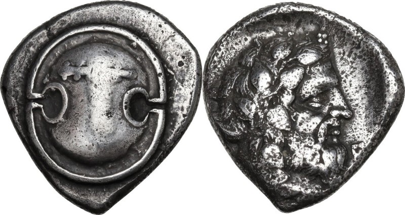 Continental Greece. Boeotia, Thebes. AR Stater, 425-400 BC. Obv. Boeotian shield...