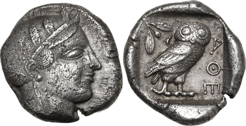 Continental Greece. Attica, Athens. AR Tetradrachm, c. 475-465 BC. Obv. Helmeted...