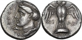 Greek Asia. Pontos, Amisos. AR Persic standard drachm, 400-360 BC. Magistrate Dian. Obv. Turreted and draped bust of Hera left, wearing necklace and e...