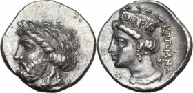 Greek Asia. Paphlagonia, Kromna. AR Drachm, c.350-330 BC. Obv. Laureate head of Zeus left. Rev. ΚΡΩΜΝΑ. Head of Hera-Tyche left, wearing turreted polo...