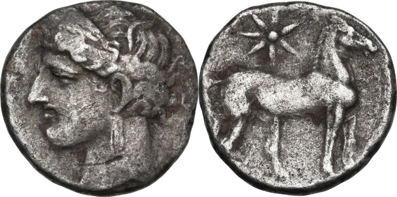 Zeugitania, Carthage. First Punic War. BI Double Shekel. Circa 264-241 BC. D/ Wr...