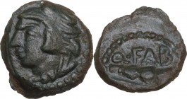 Q. Fab. AE Quadrans, uncertain Sicilian mint (Lilybaeum or Panormos), late 2nd century BC. Obv. Head of Herakles left, wearing lion skin. Rev. Q•FAB (...