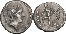 C. Poblicius Malleolus, A. Postumius Sp. f. Albinus and L. Metellus. AR Denarius, 96 BC. D/ R/ Cr. 335/3b. B.(Poblicia) 6. AR. g. 3.93 mm. 18.00 R. Su...