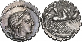 C. Naevius Balbus. AR Denarius serratus, 79 BC. Obv. Diademed head of Venus right; behind SC. Rev. Victory in triga right; numeral above; in exergue, ...
