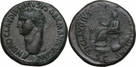 Nero Claudius Drusus, brother of Tiberius, father of Germanicus and Claudius (died 9 AD). AE Sestertius, struck under Claudius, 41-50 AD. Obv. NERO CL...