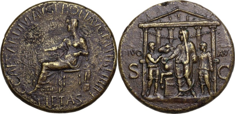 Caligula (37-41). AE Sestertius, Rome mint, 40-41 AD. Obv. C CAESAR DIVI AVG PRO...
