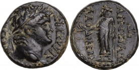 Nero (54-68). AE 19mm. Laodikeia mint, Phrygia. Aineias magistrate. Obv. NEΡΩN ΣEBAΣTOΣ. Laureate head right. Rev. KOP (ligate) AINEIAΣ - ΛAOΔIKEΩN. Z...
