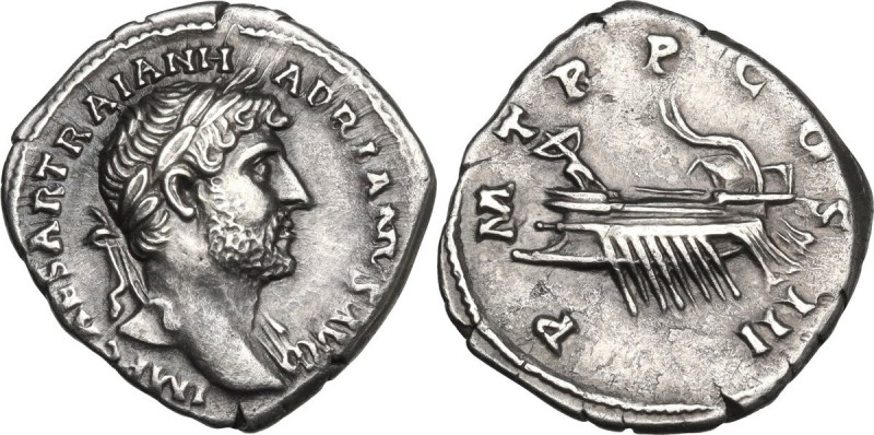 Hadrian (117-138). AR Denarius, Rome mint, 119-125 AD. Obv. IMP CAESAR TRAIAN HA...