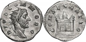 Commodus (Divus after 192 AD). AR Antoninianus, restored by Trajan Decius. Rome mint, 250-251 AD. Obv. DIVO COMMODO. Radiate head of Divus Commodus ri...