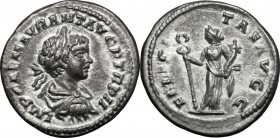 Caracalla (198-217). AR Denarius, Laodicea ad Mare mint, 199 AD. Obv. IMP CAE M AVR ANT AVG P TR P II. Laureate, draped and cuirassed bust right. Rev....