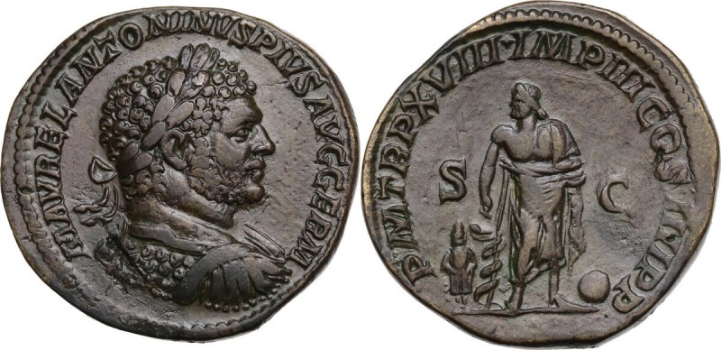 Caracalla (198-217). AE Sestertius, Rome mint, 215 AD. Obv. M AVREL ANTONINVS PI...