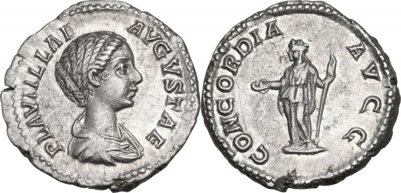 Plautilla, wife of Caracalla (died 212 AD). AR Denarius, I issue. Obv. PLAVTILLA...