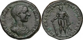 Diadumenian as Caesar (217-218 AD). AE 27 mm. Nicopolis ad Istrum mint (Moesia Inferior). Statius Longinus, legatus consularis. Obv. M OΠΕΛ ΔΙΑΔΟΥΜΕΝΙ...