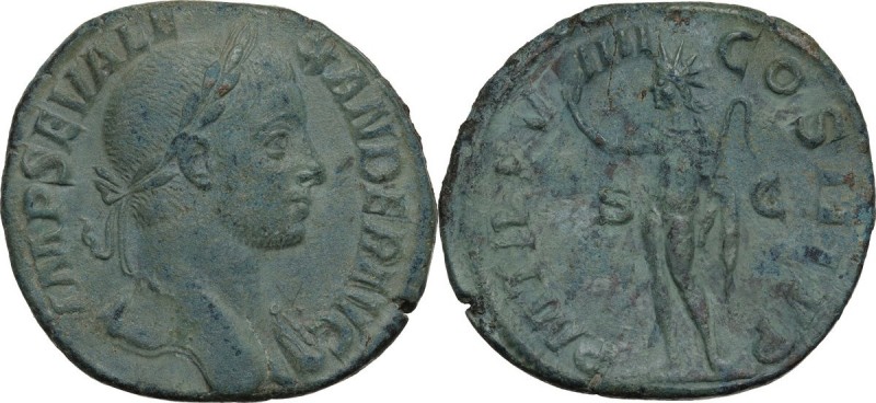 Severus Alexander (222-235). AE Sestertius, 230 AD. Obv. IMP SEV ALEXANDER AVG. ...