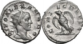 Severus Alexander (Divus, after 235 AD). AR Antoninianus, restored by Trajan Decius. Rome mint, 250-251 AD. Obv. DIVO ALEXANDRO. Radiate bust right, s...