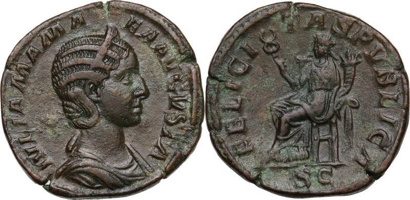 Julia Mamaea, mother of Severus Alexander (died 235 AD). AE Sestertius, struck u...