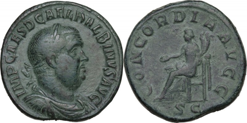 Balbinus (238 AD). AE Sestertius, c. 238 AD. Obv. IMP CAES D CAEL BALBINVS AVG. ...