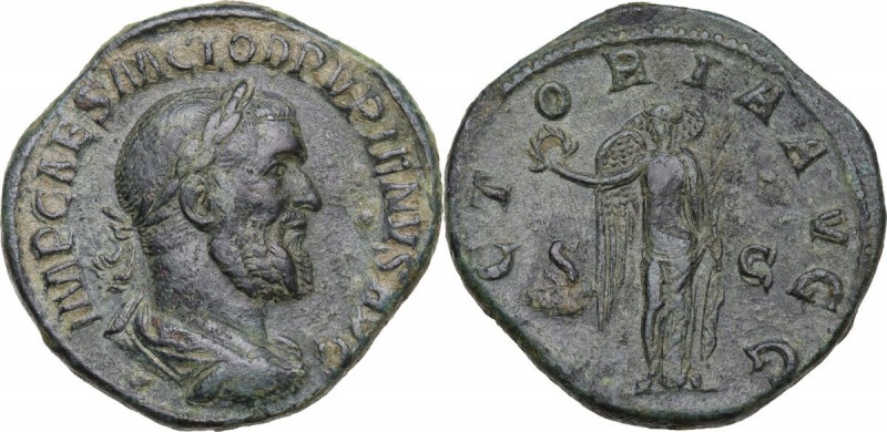 Pupienus (238 AD). AE Sestertius, Rome mint. Obv. IMP CAES M CLOD PVPIENVS AVG. ...