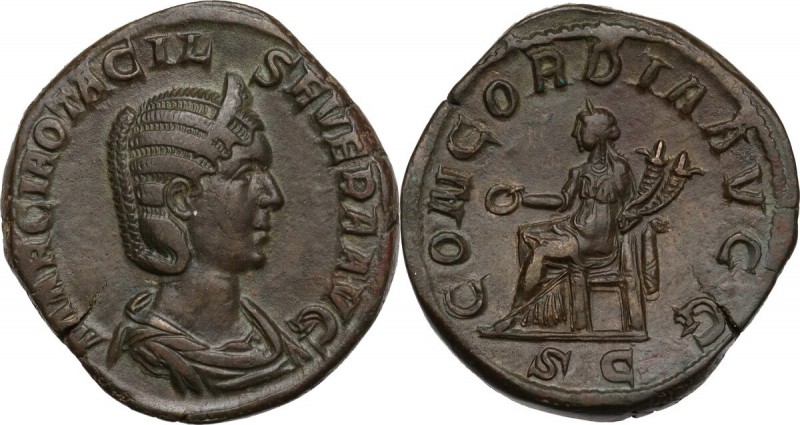 Otacilia Severa, wife of Philip I (244-249). AE Sestertius, struck under Philip ...