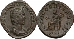 Otacilia Severa, wife of Philip I (244-249). AE Sestertius, struck under Philip I. Obv. MARCIA OTACIL SEVERA AVG. Diademed and draped bust right. Rev....