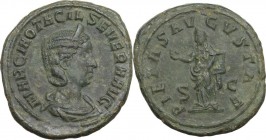 Otacilia Severa, wife of Philip I (244-249). AE As, Rome mint, 249 AD. Obv. MARCIA OTACIL SEVERA AVG. Draped bust right, wearing stephane. Rev. PIETAS...