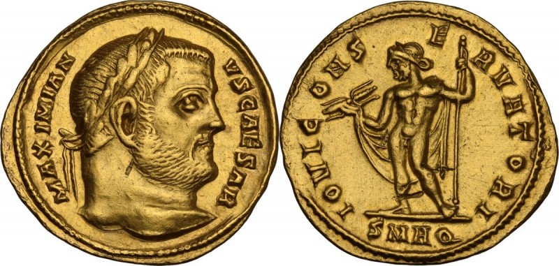 Galerius as Caesar (293-305). AV Aureus, Aquileia mint, 303-305 AD. Obv. MAXIMIA...