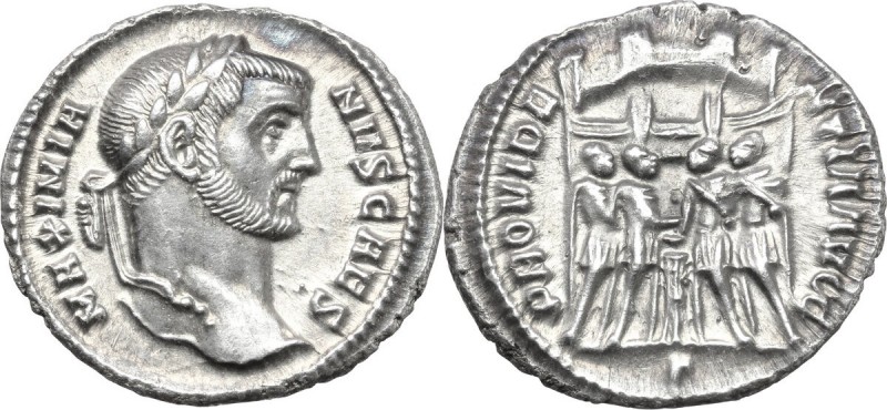 Galerius as Caesar (293-305). AR Argenteus, Rome mint, c. 295-297 AD. Obv. MAXIM...