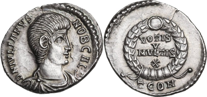 Julian II as Caesar (355-360). AR Siliqua, Arelate mint. Obv. DN IVLIANVS NOB CA...