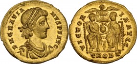 Gratian (367-383). AV Solidus, Treveri mint, 375-378 AD. Obv. DN GRATIANVS PF AVG. Pearl-diademed, draped and cuirassed bust right. Rev. VICTORIA AVGG...