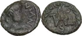 Ostrogothic Italy, Theodahad (534-536). AE Nummus (or 2 1/2 Nummi). Pseudo-Imperial Coinage. In the name of Justinian I, 534-536. Rome mint. Obv. [ ]N...