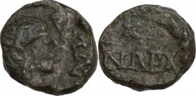 Ostrogothic Italy, Baduila (541-552). AE Nummus (or 2 1/2 Nummi). Pseudo-Imperial Coinage. In the name of Anastasius, 541-552. Ticinum mint. Obv. [ ]S...