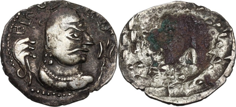 Hunnic Tribes. Alchon Huns, Mihirakula(?) (c. 515-540). BI Drachm. Obv. Diademed...