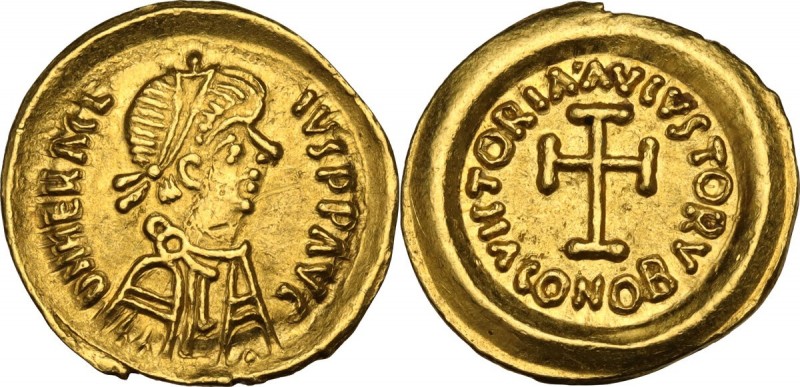 Heraclius (610-641). AV Tremissis, Ravenna mint. Obv. DN HЄRACLIVS PP AVG. Diade...
