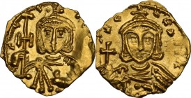 Constantine V, Copronymus (741-775). AV Tremissis, Syracuse mint. Obv. Facing crowned and draped bust of Constantine, holding cross potent and akakia....