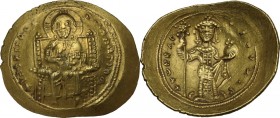 Constantine X Ducas (1059-1067). AV Histamenon Nomisma. Constantinople mint. Struck 1062-1065. Obv. + IҺS X[IS] RЄX RЄςNANTInm. Christ Pantokrator ent...