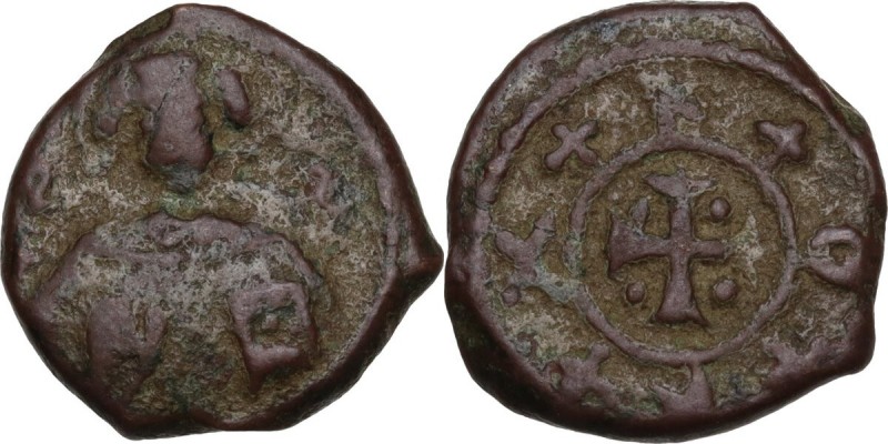 Capua. Ruggero II (1105-1154). Follaro, 1135-1137. D/ Busto frontale di Santo St...