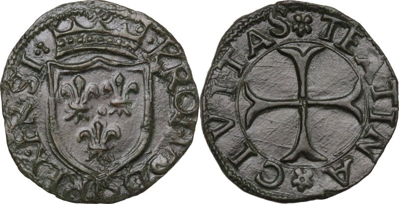 Chieti. Carlo VIII re di Francia (1495). Cavallo. D/ Scudo di Francia. R/ Croce ...