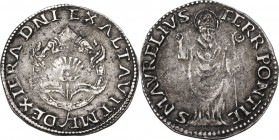 Ferrara. Alfonso II d'Este (1559-1597). Diamante. D/ L'impresa del diamante. R/ San Maurelliano stante con la destra sollevata, benedicente e nella si...