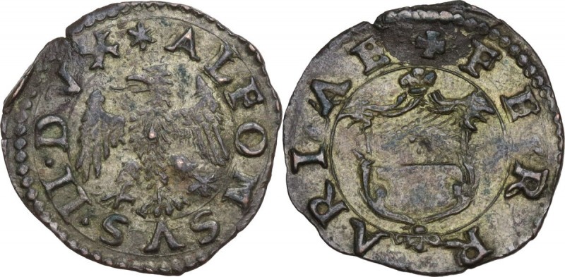 Ferrara. Alfonso II d'Este (1559-1597). Quattrino. D/ Aquila estense ad ali spie...