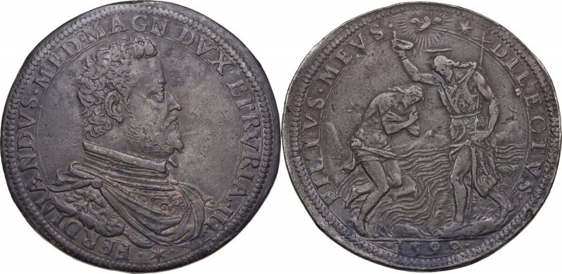 Firenze. Ferdinando I de Medici (1587-1609). Piastra 1599. D/ Busto a destra, co...