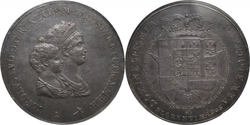 Firenze. Carlo I di Borbone e Maria Luigia Reggente (1803-1807). Dena o scudo da...