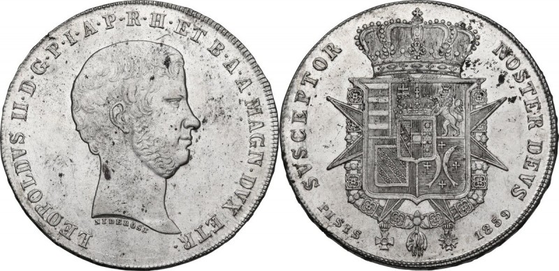 Firenze. Leopoldo II di Lorena (1824-1859). Scudo da 10 paoli o francescone 1859...