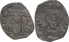 Lucca. Repubblica a nome di Ottone IV (1209-1315). Denaro piccolo o albulo. D/ Monogramma di Ottone (H); sopra, balla di mercanzia; sotto, globetto. R...