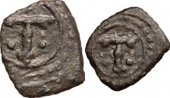 Messina o Palermo. Ruggero I (1072-1101). Kharruba. D/ T tra globetti. R/ T tra globetti. Sp. -; Travaini 1995, 142; D'Andrea-Contreras (Normans) -. M...