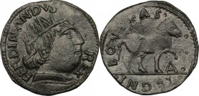 Napoli. Ferdinando I d'Aragona (1458-1494). Cavallo. D/ Testa a destra coronata. R/ Cavallo gradiente a destra con la zampa destra alzata; sotto, A. P...