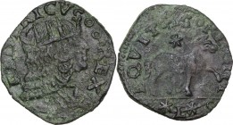 Napoli. Federico III d'Aragona (1496-1501). Cavallo. D/ Testa giovanile a destra, grossa, con capigliatura fluente. R/ Cavallo gradiente a destra; sop...