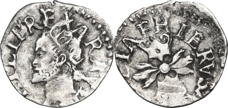 Napoli. Filippo II di Spagna (1554-1598). Grano. D/ Testa piccola coronata a sin...