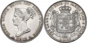 Parma. Maria Luigia d'Austria (1815-1847) Duchessa di Parma, Piacenza e Guastalla. 5 Lire 1815. D/ Semibusto a sinistra con diadema. R/ Stemma coronat...