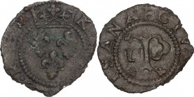 Pisa. Carlo VIII re di Francia (1494-1495). Quattrino. D/ I tre gigli di Francia sormontata da corona reale. R/ Grande P (Pisa) ornata; nel campo a si...