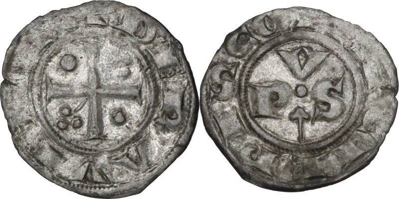 Ravenna. Anonime Arcivescovi (sec. XIII-XIV). Denaro. D/ Croce patente accantona...